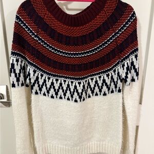 BB Dakota Red and Navy Patterned Sweater